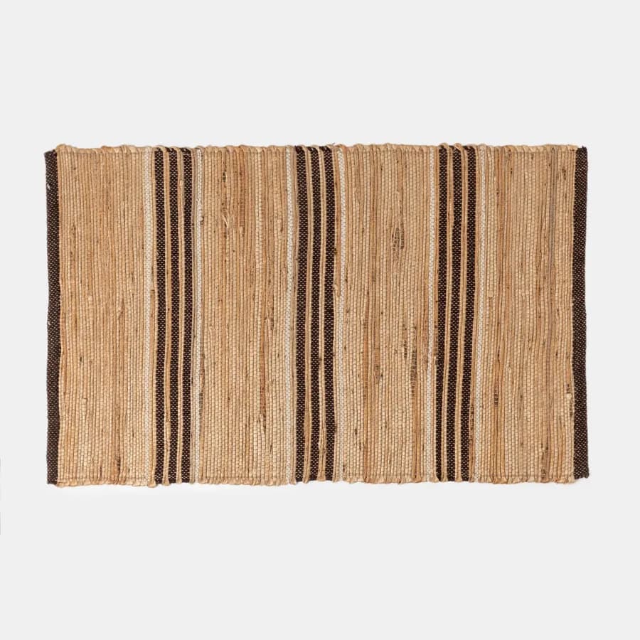 Tappeto 60x90 cm in cotone e juta naturale marrone intrecciato