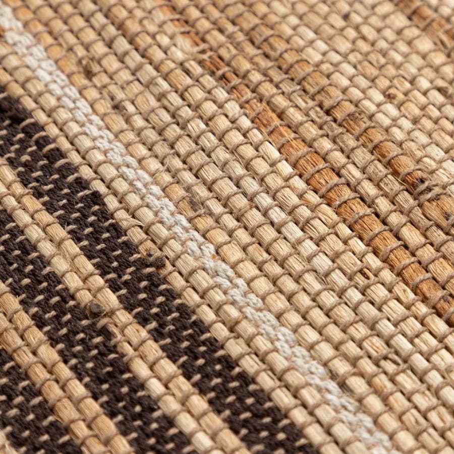 Tappeto 60x90 cm in cotone e juta naturale marrone intrecciato