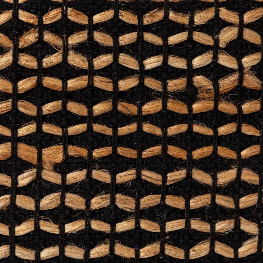 Tappeto 60x90 cm in cotone e juta naturale nero intrecciato