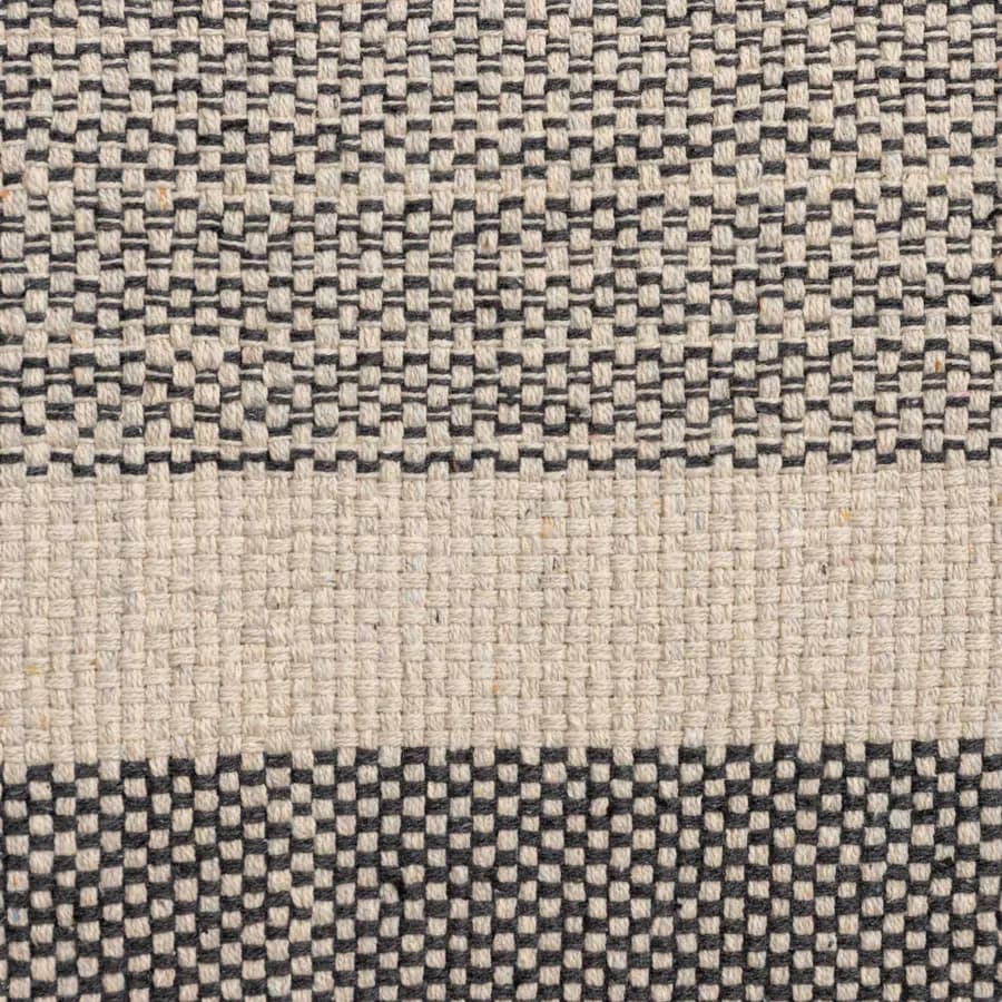 Tappeto 60x90 cm in cotone melange naturale e nero con frange