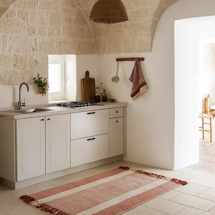Tappeto 60x90 cm in cotone naturale e marrone con frange