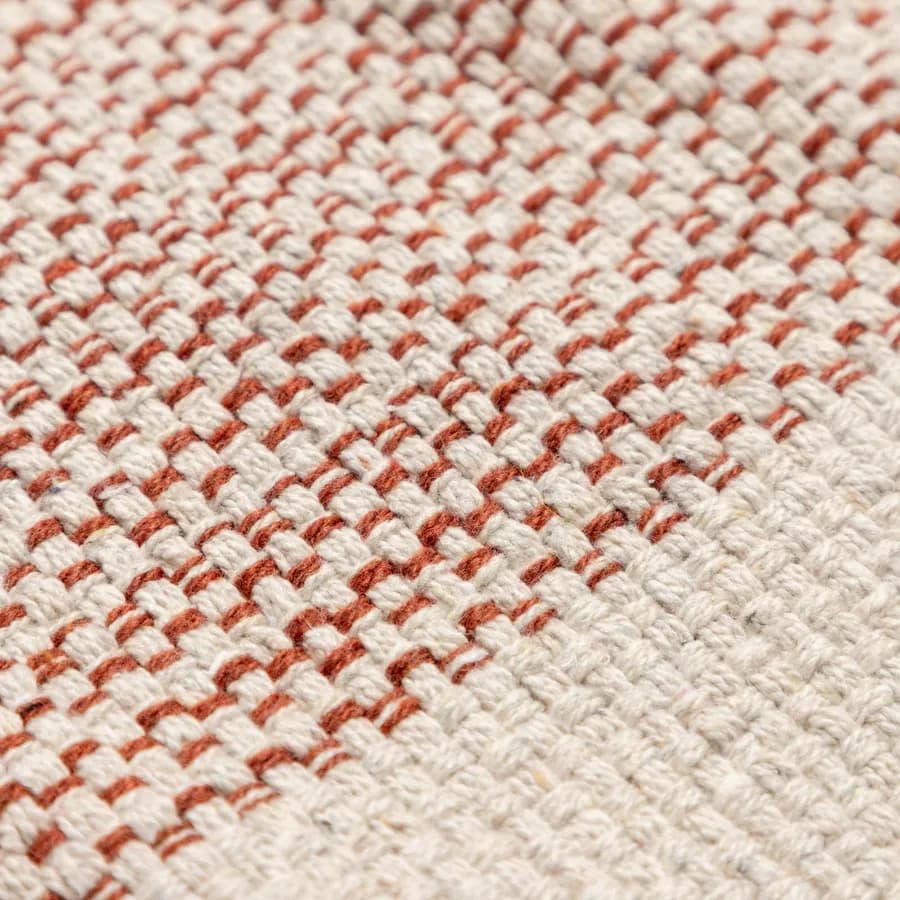 Tappeto 70x140 cm in cotone naturale e marrone con frange