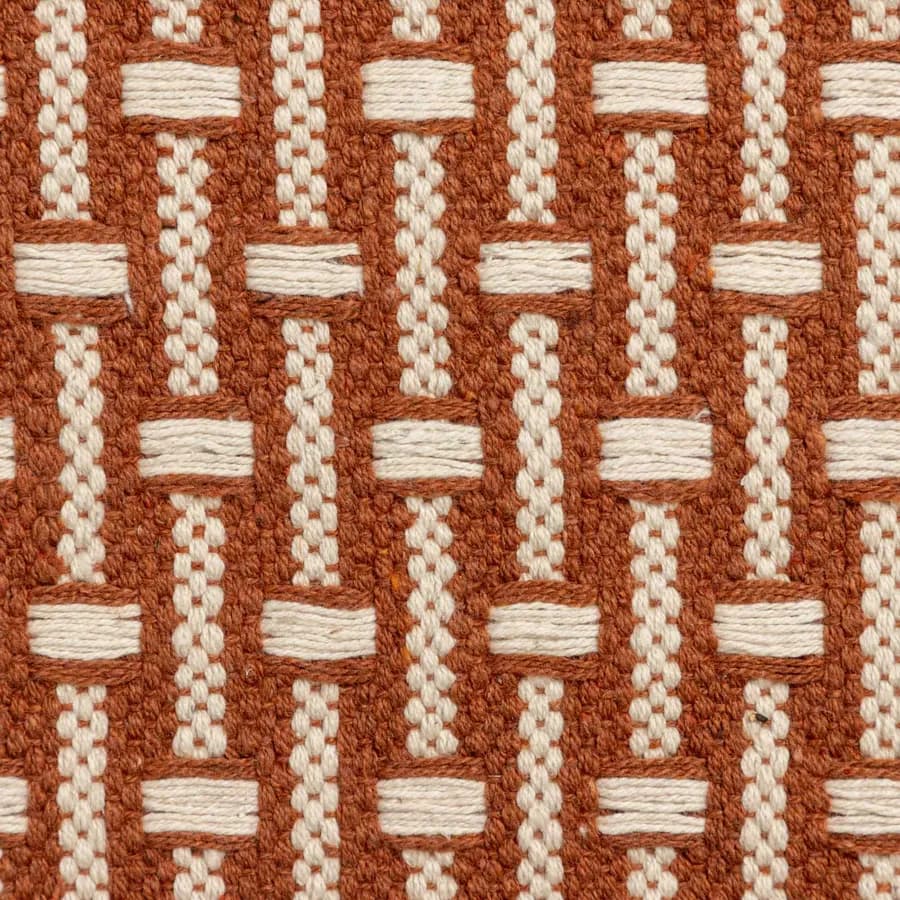 Tappeto 70x140 cm in cotone senape e bianco intrecciato con frange