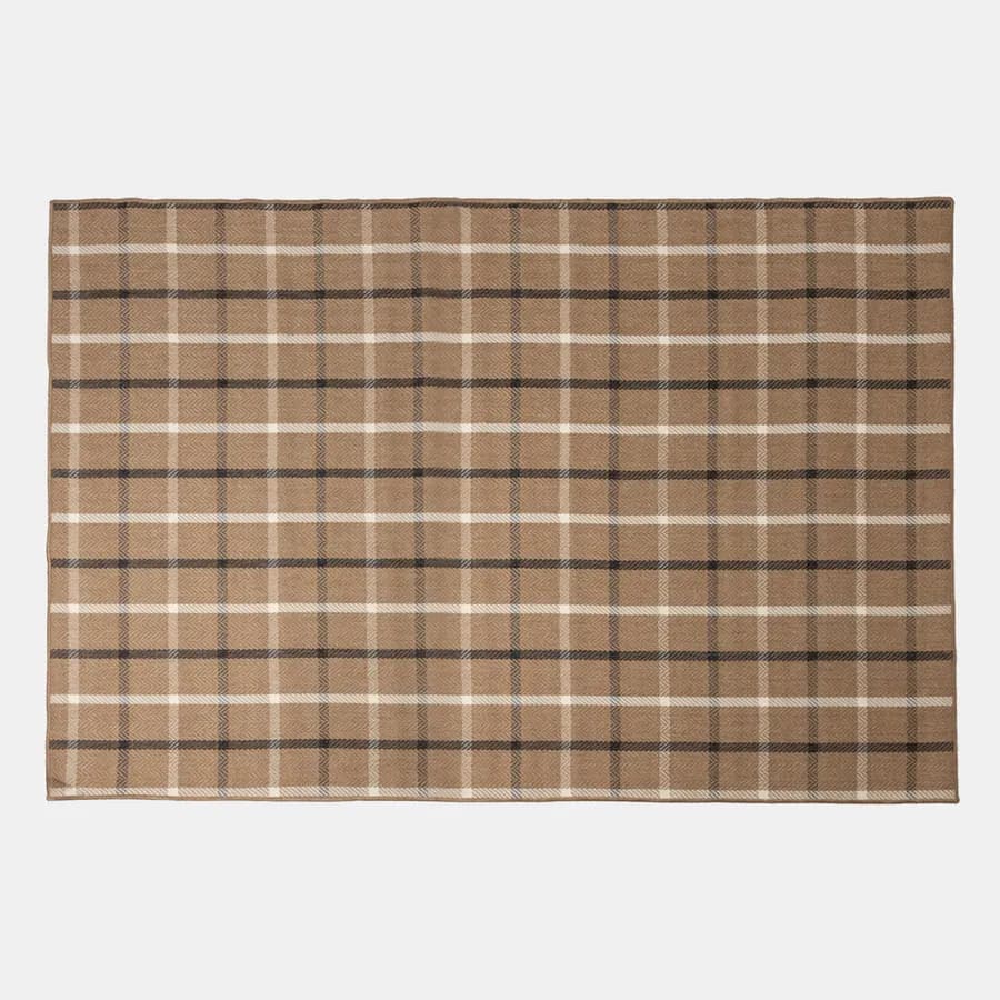 Tappeto da esterno 200x300 cm in tessuto idrorepellente a quadri beige - Rupert