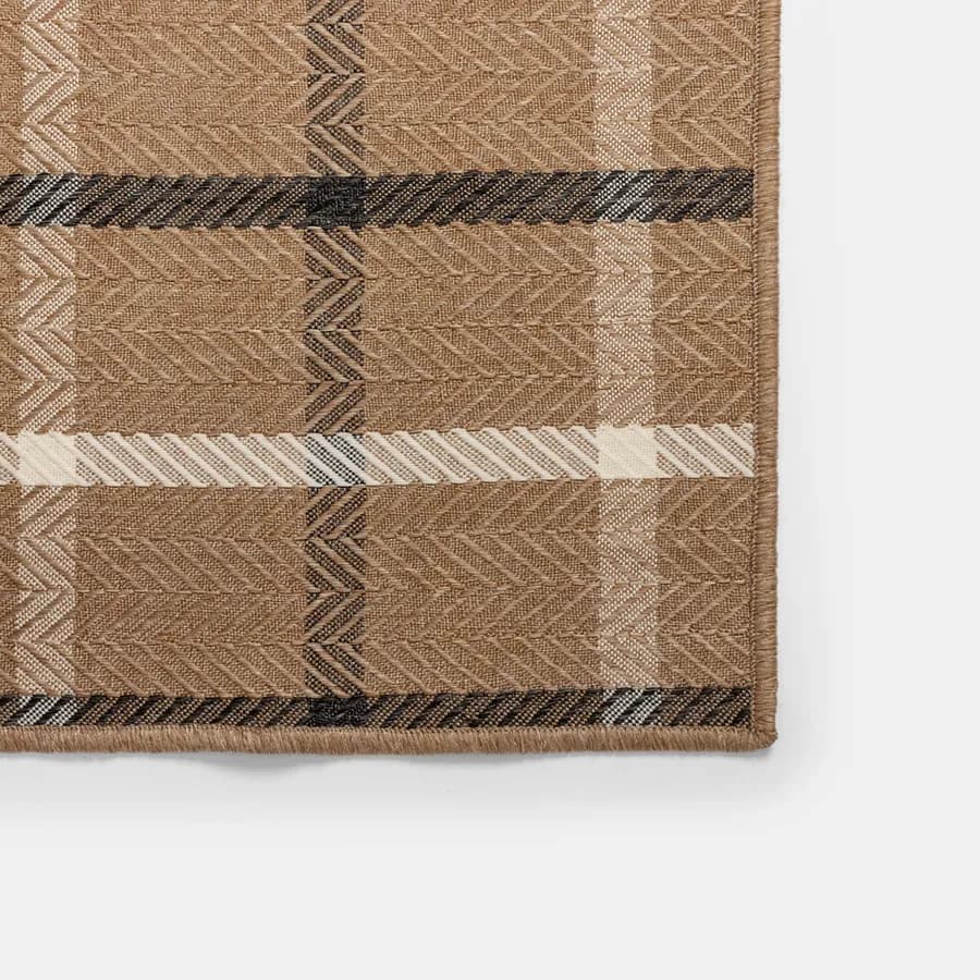 Tappeto da esterno 200x300 cm in tessuto idrorepellente a quadri beige - Rupert