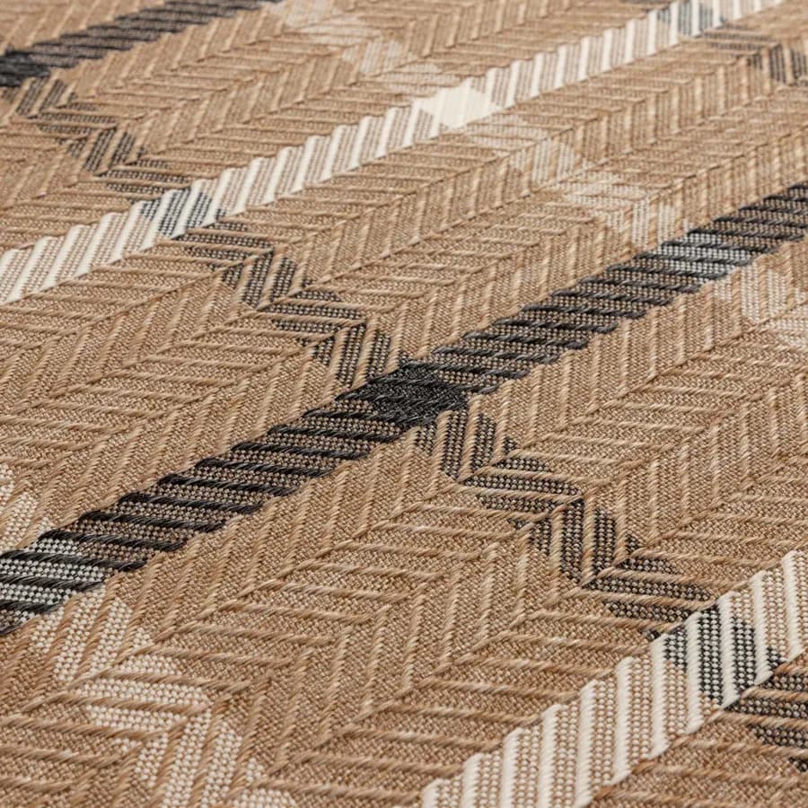 Tappeto da esterno 200x300 cm in tessuto idrorepellente a quadri beige - Rupert