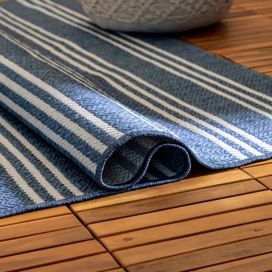Tappeto da esterno 230x160 cm con fantasia blu e bianca