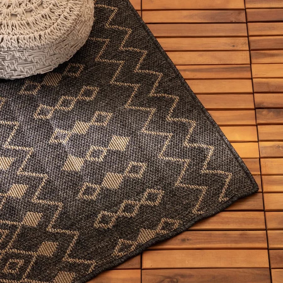Tappeto da esterno 300x200 cm con fantasia antracite e beige