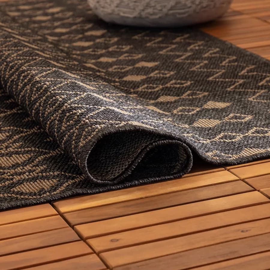 Tappeto da esterno 300x200 cm con fantasia antracite e beige