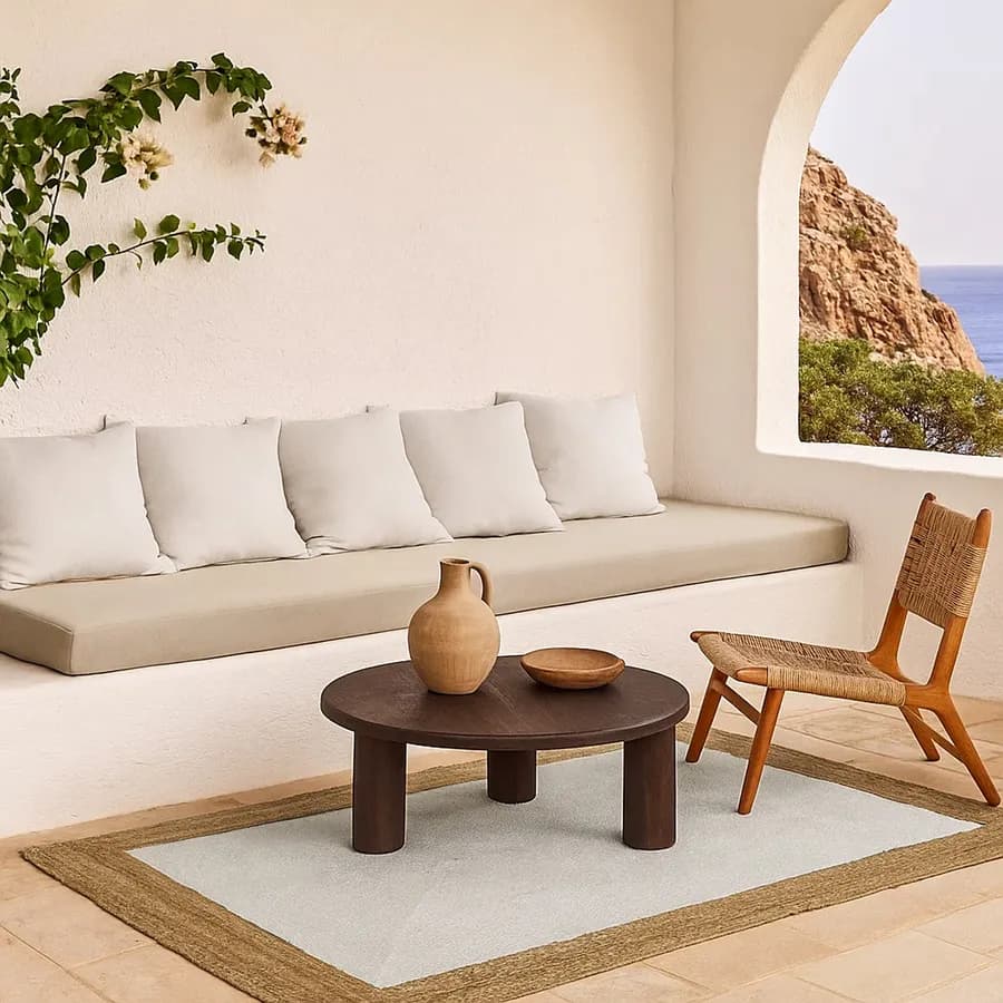 Tappeto da interni 120x170 cm in juta naturale e cotone bianco