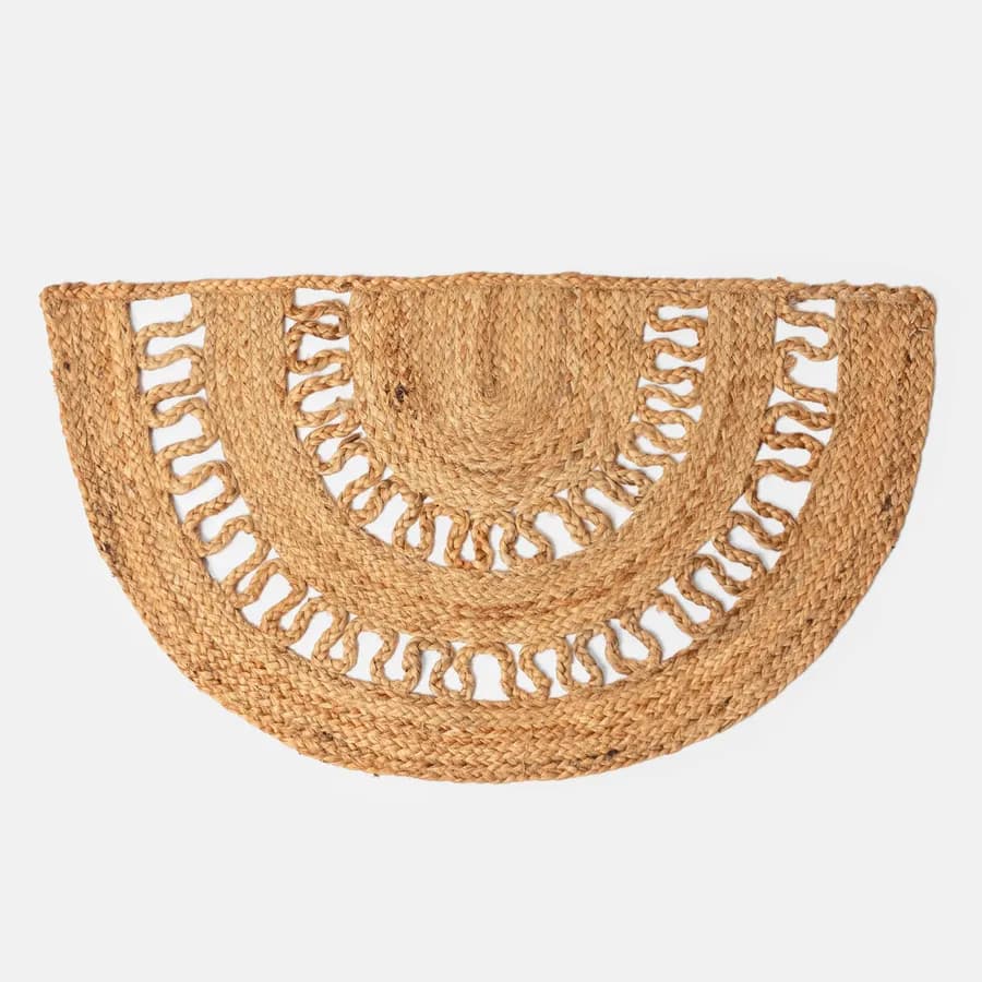 Tappeto mezzaluna da esterno o interno 75x45 cm in juta naturale con intreccio