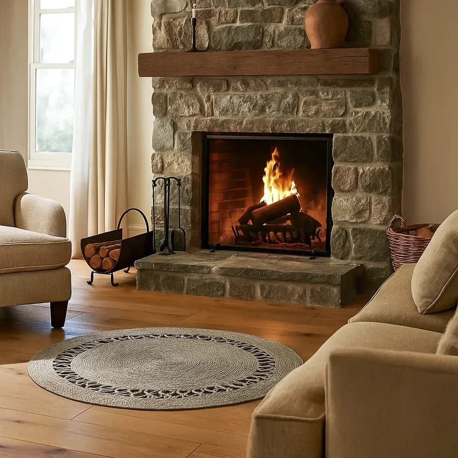 Tappeto da esterno o interno rotondo 90 cm in juta grigio