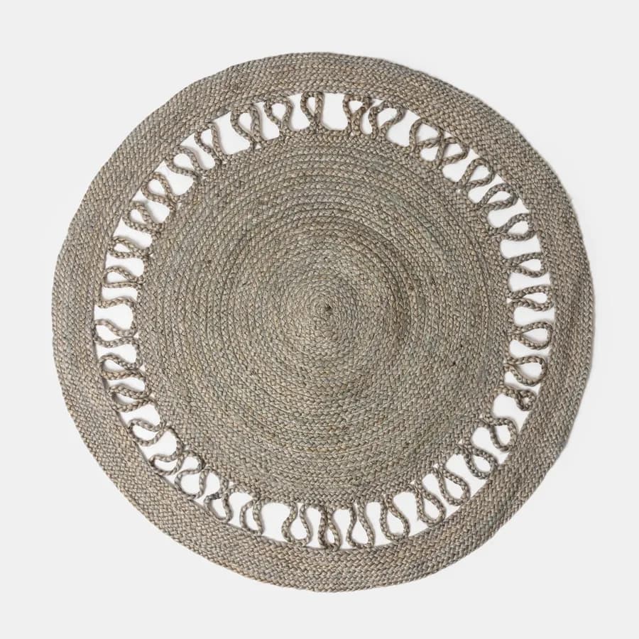 Tappeto da esterno o interno rotondo 90 cm in juta grigio