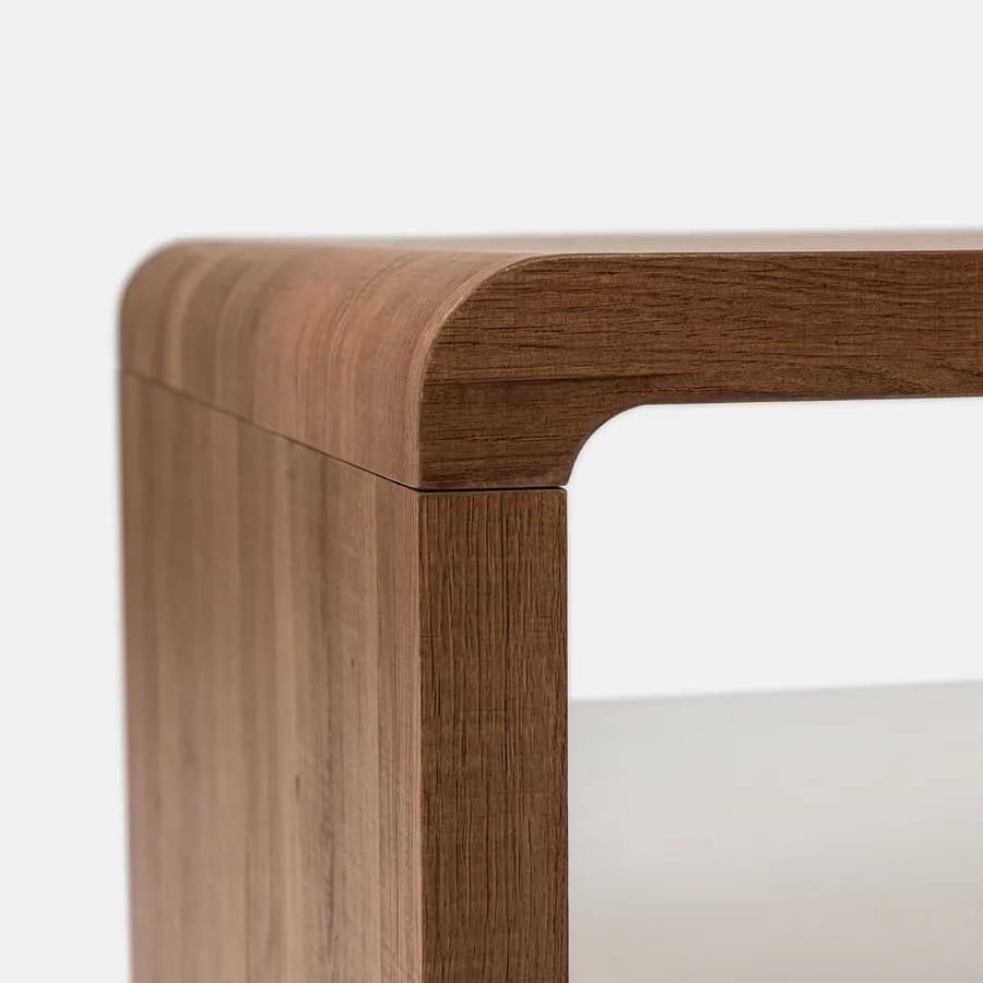 Tavolino 100x40h cm effetto rovere con ripiano in vetro - Bush