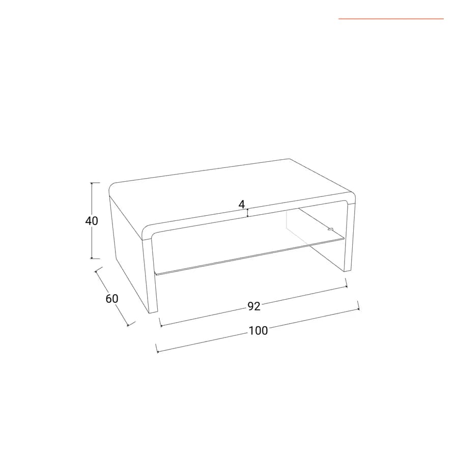 Tavolino 100x40h cm effetto rovere con ripiano in vetro - Bush