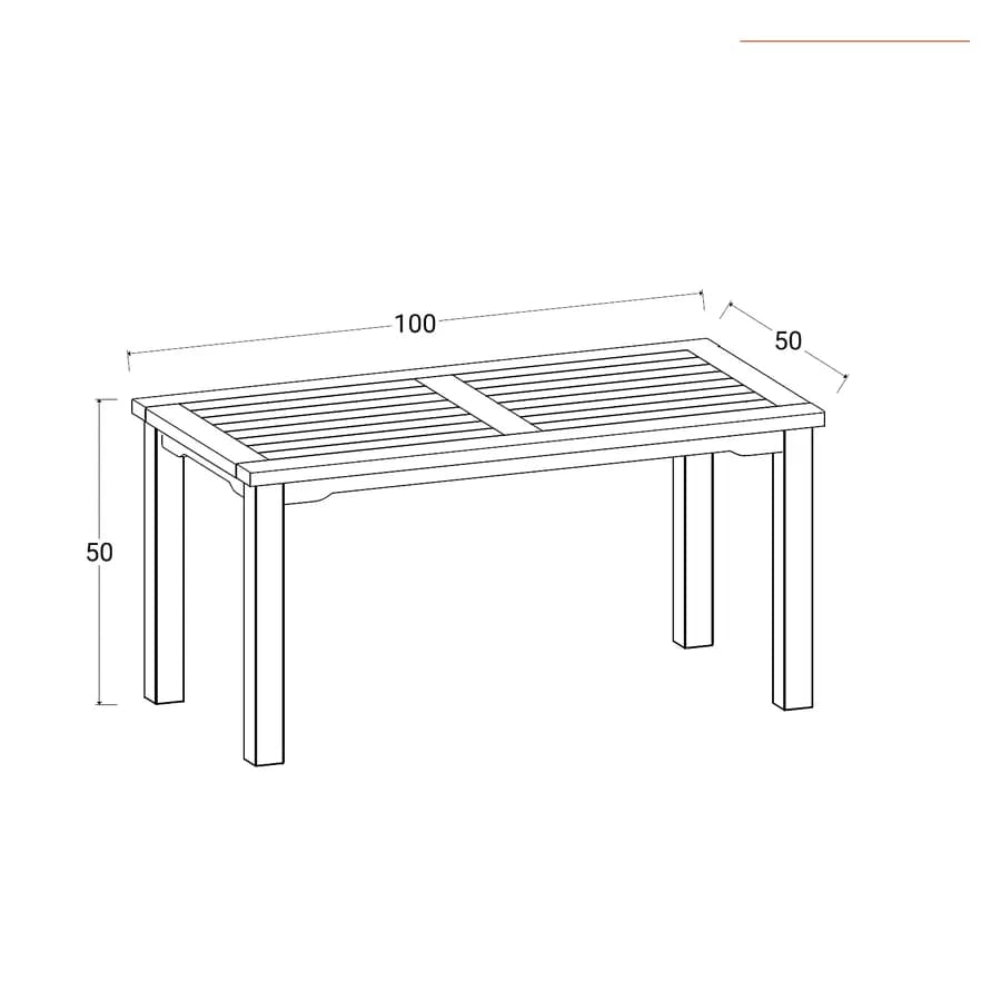 Tavolino da giardino 100x50 cm in legno teak - Louis