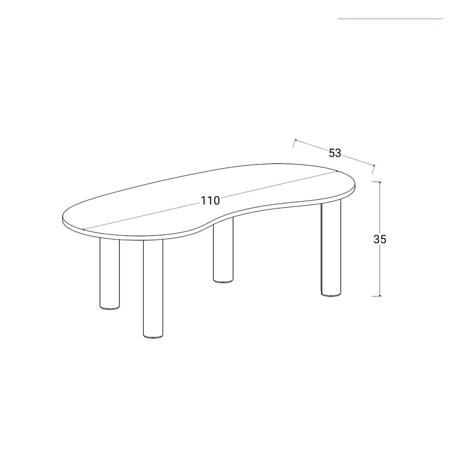Tavolino 110x53 cm top in legno effetto travertino - Tlidon