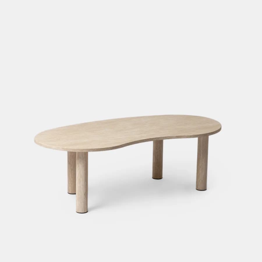 Tavolino 110x53 cm top in legno effetto travertino - Tlidon