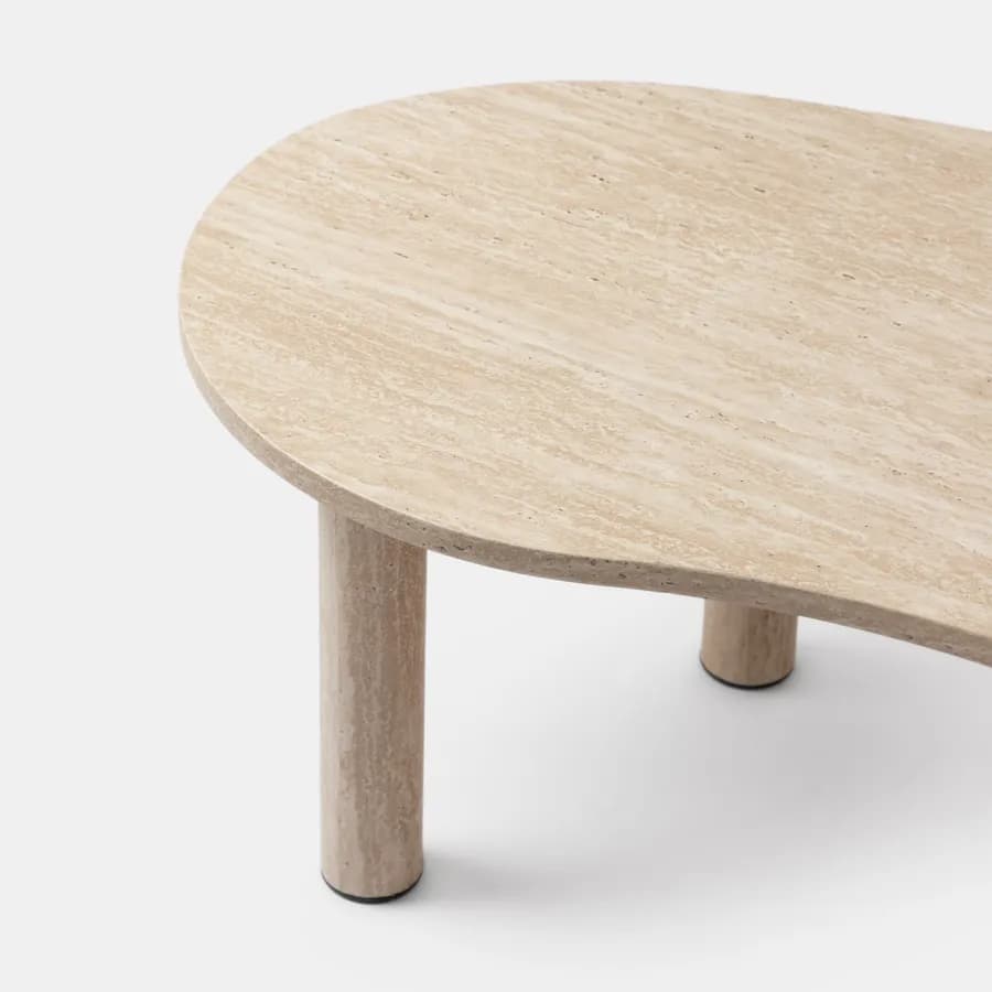 Tavolino 110x53 cm top in legno effetto travertino - Tlidon