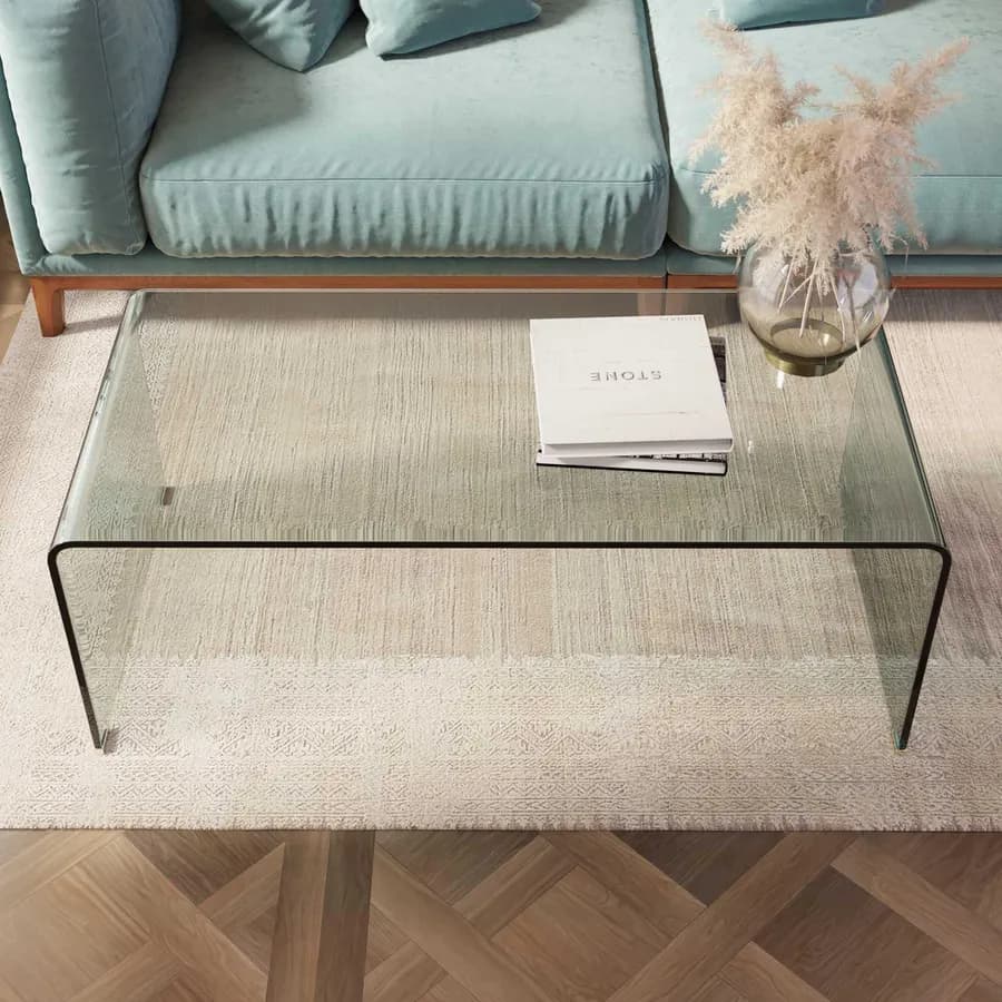 Tavolino 120x60 cm in vetro trasparente - City