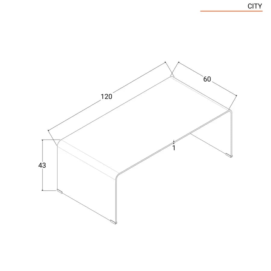 Tavolino 120x60 cm in vetro trasparente - City