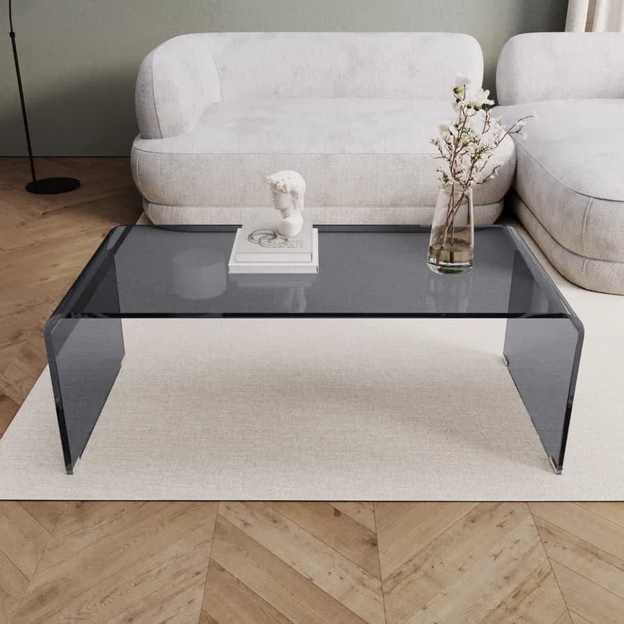 Tavolino 120x60 cm in vetro fumè - City
