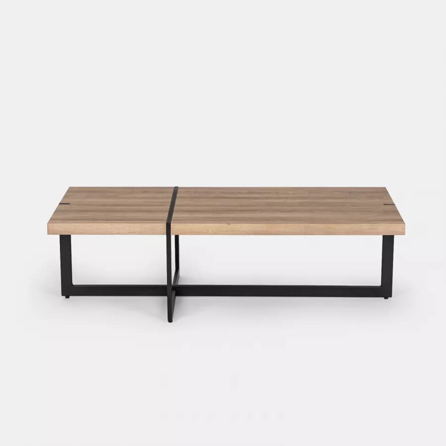 Tavolino 120x60 cm top rovere e gambe in metallo nere - Morfeo