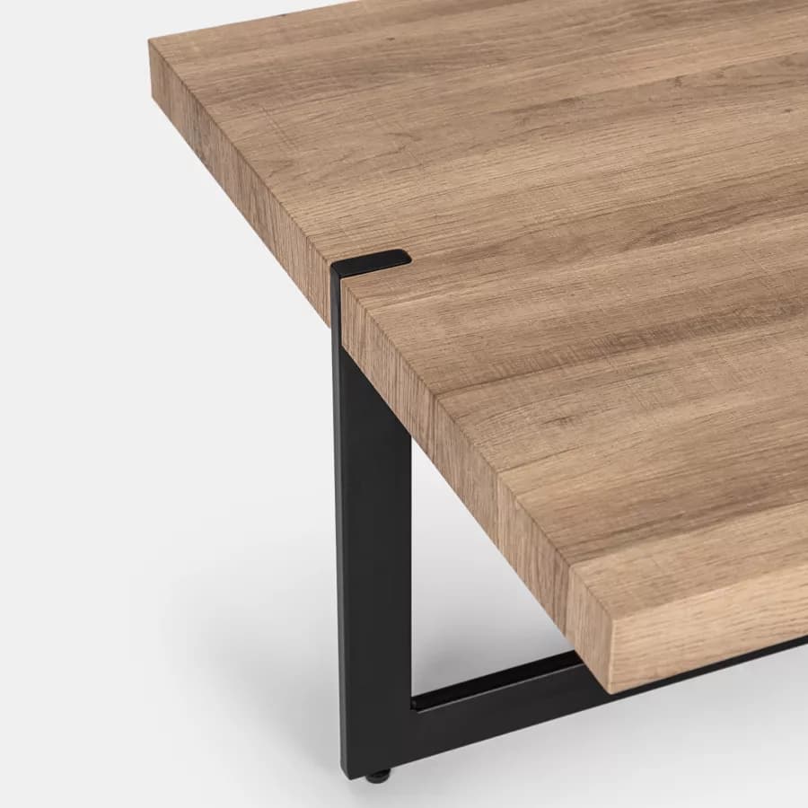 Tavolino 120x60 cm top rovere e gambe in metallo nere - Morfeo