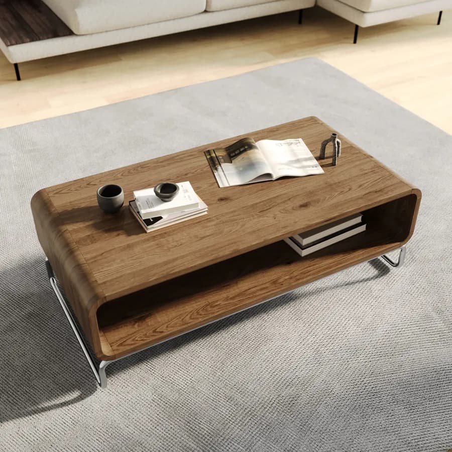 Tavolino 120x41h cm rovere e gambe cromo - Lysander