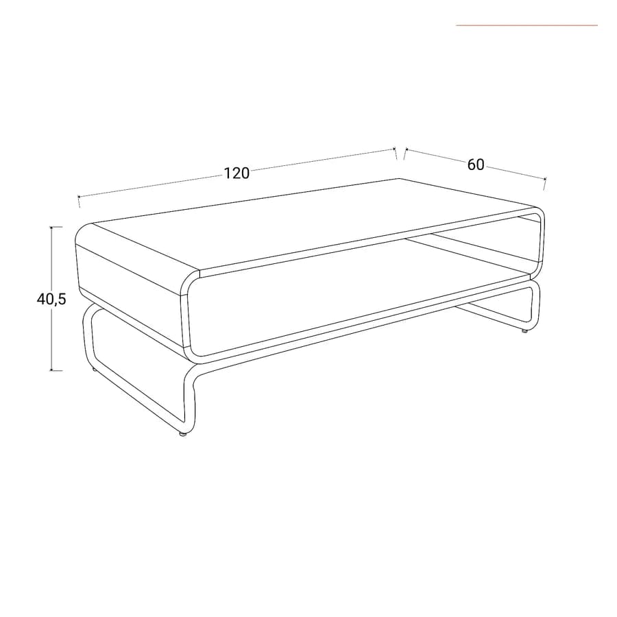 Tavolino 120x41h cm rovere e gambe cromo - Lysander