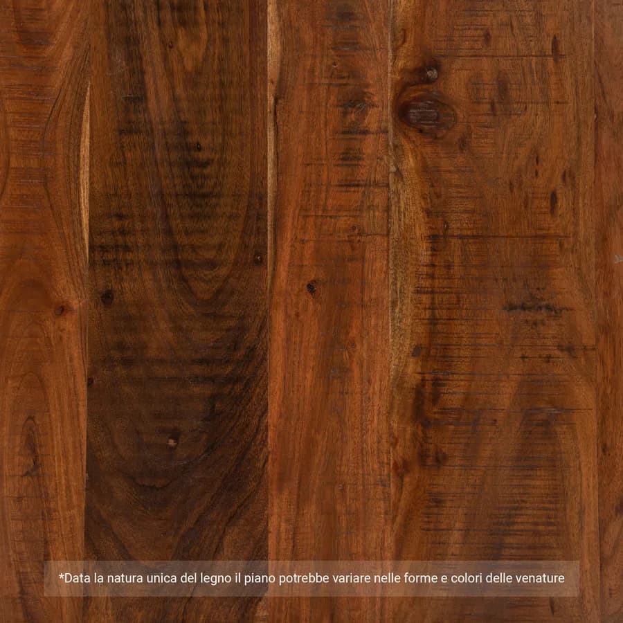 Tavolino 120x70 cm in legno di acacia con gambe a U 3x3 cm nere - Freia Bosco
