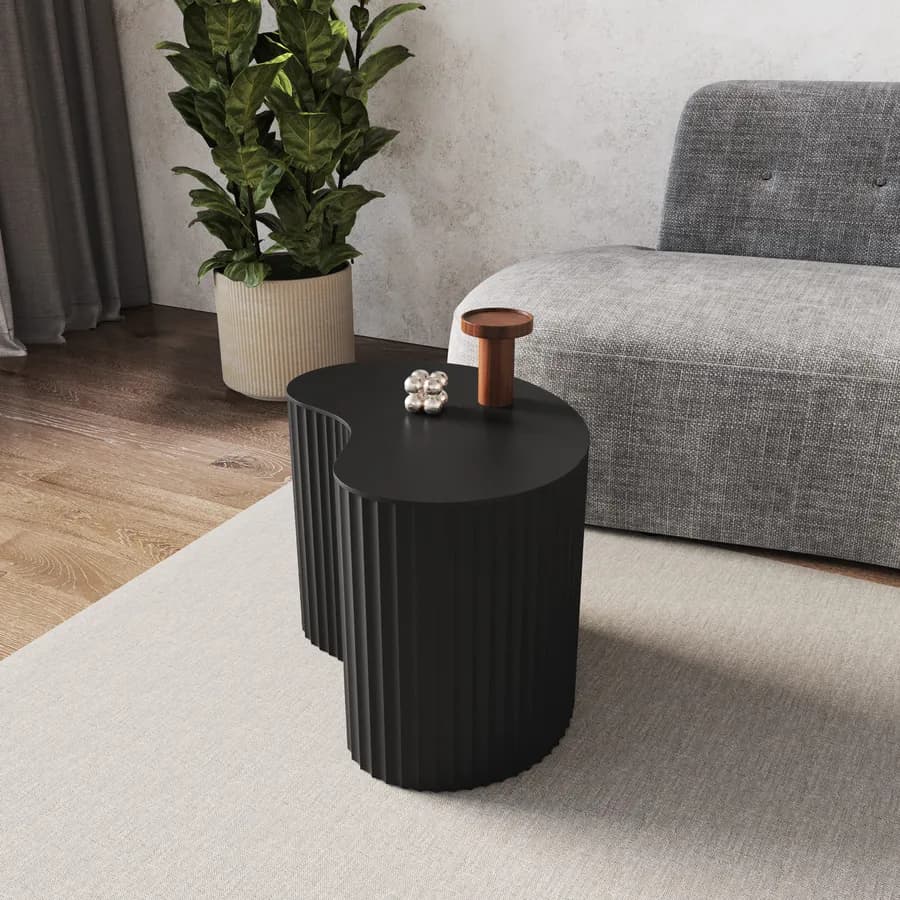 Tavolino 34x50 cm in legno cannettato nero - Newport