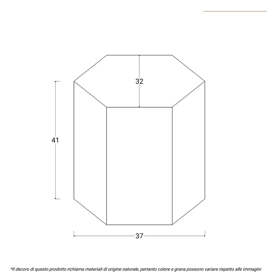 Tavolino 37x32 cm esagonale in ossido di magnesio bianco - Kiro