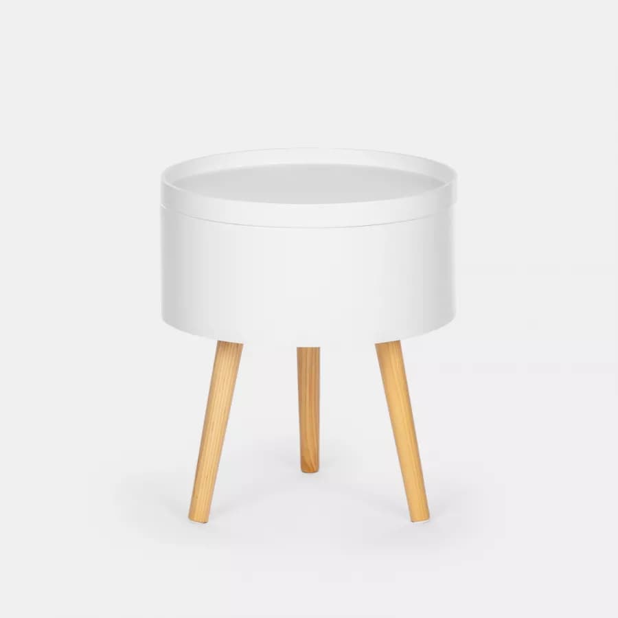 Tavolino contenitore 38 cm in legno bianco - Cheesy
