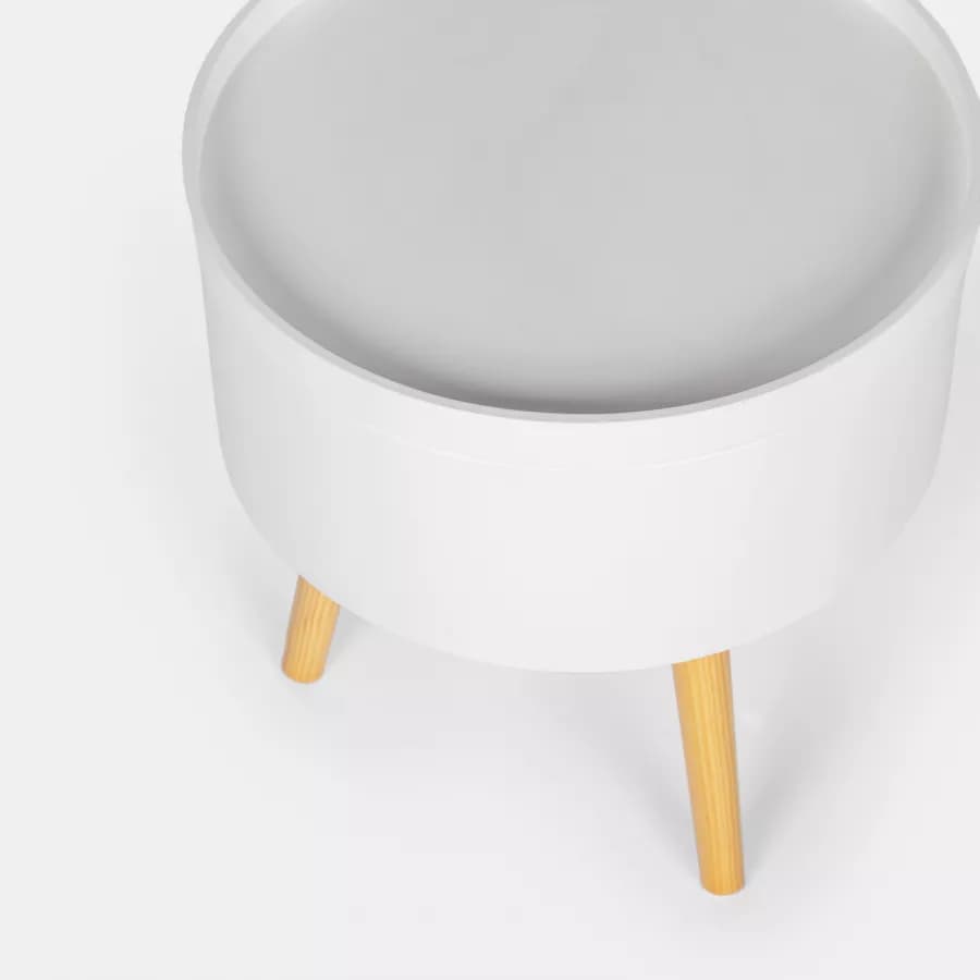 Tavolino contenitore 38 cm in legno bianco - Cheesy