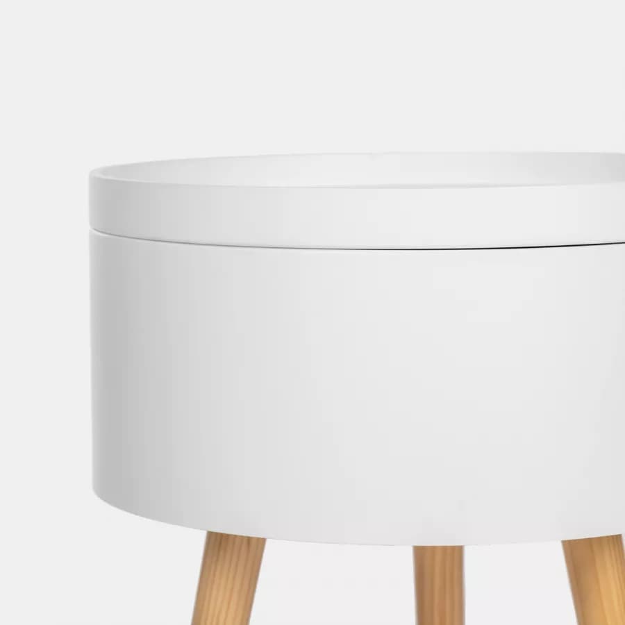 Tavolino contenitore 38 cm in legno bianco - Cheesy