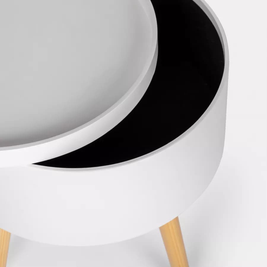 Tavolino contenitore 38 cm in legno bianco - Cheesy