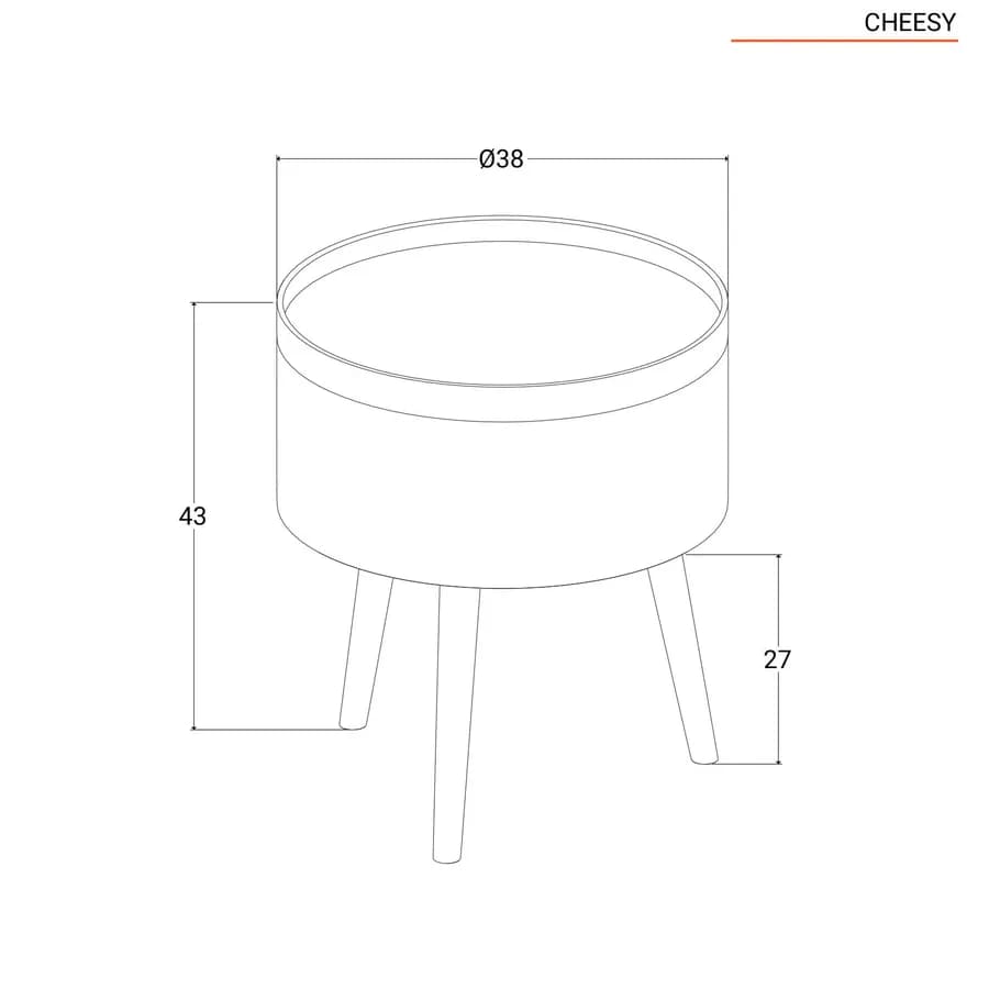 Tavolino contenitore 38 cm in legno grigio - Cheesy