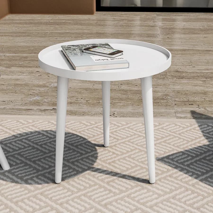 Tavolino rotondo 40 cm alluminio bianco opaco - Frammento