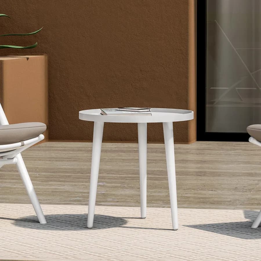 Tavolino rotondo 40 cm alluminio bianco opaco - Frammento