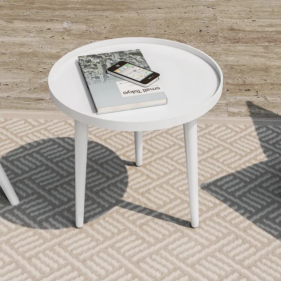 Tavolino rotondo 40 cm alluminio bianco opaco - Frammento