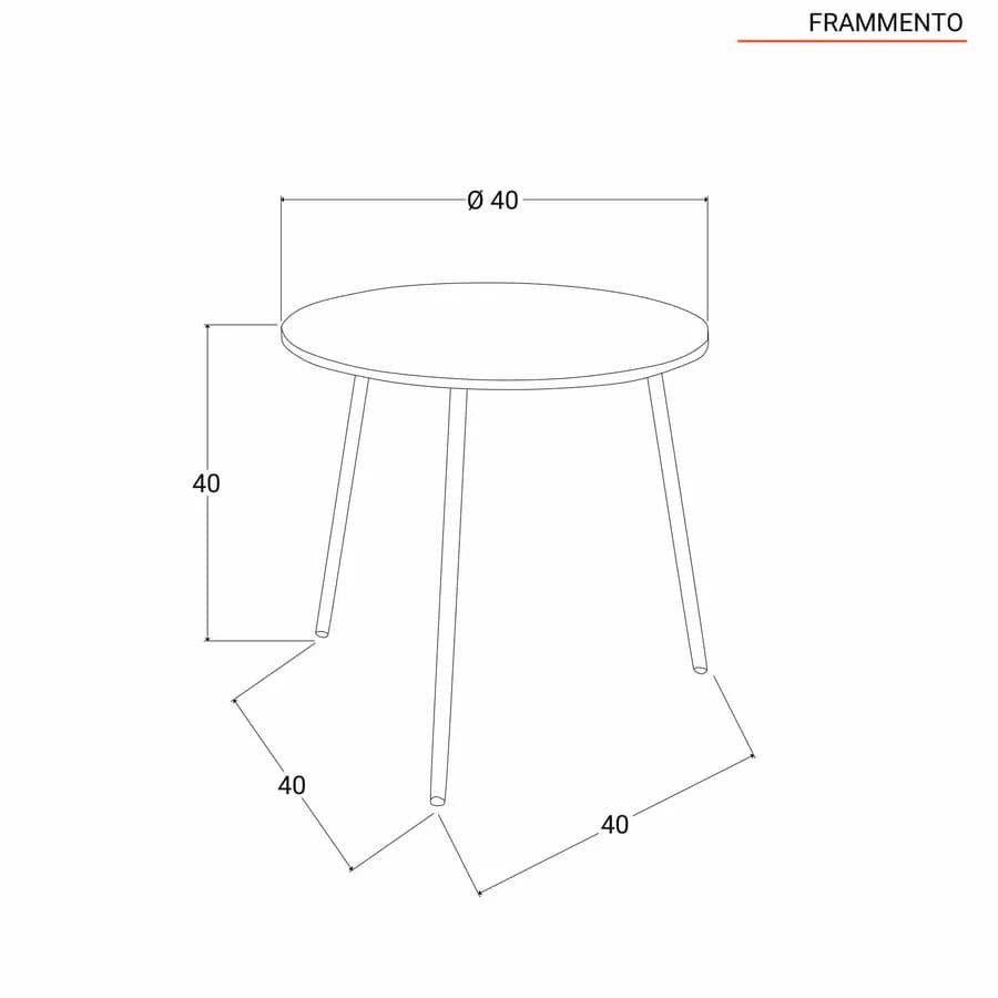 Tavolino rotondo 40 cm alluminio bianco opaco - Frammento