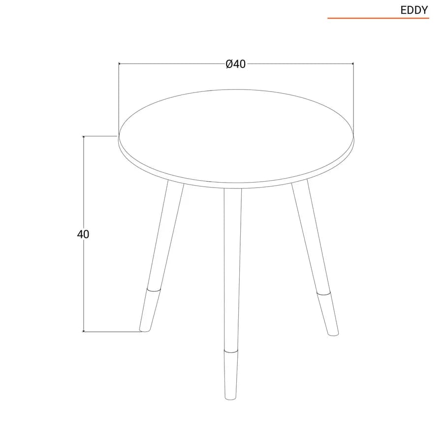 Tavolino rotondo 40 cm in legno di pino marrone e dettaglio oro - Eddie