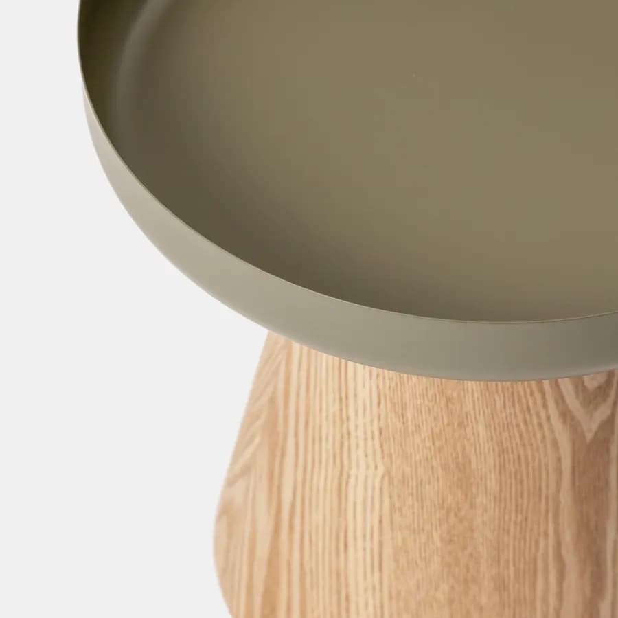 Tavolino 40 cm in legno effetto frassino con top in metallo verde oliva - Bradford
