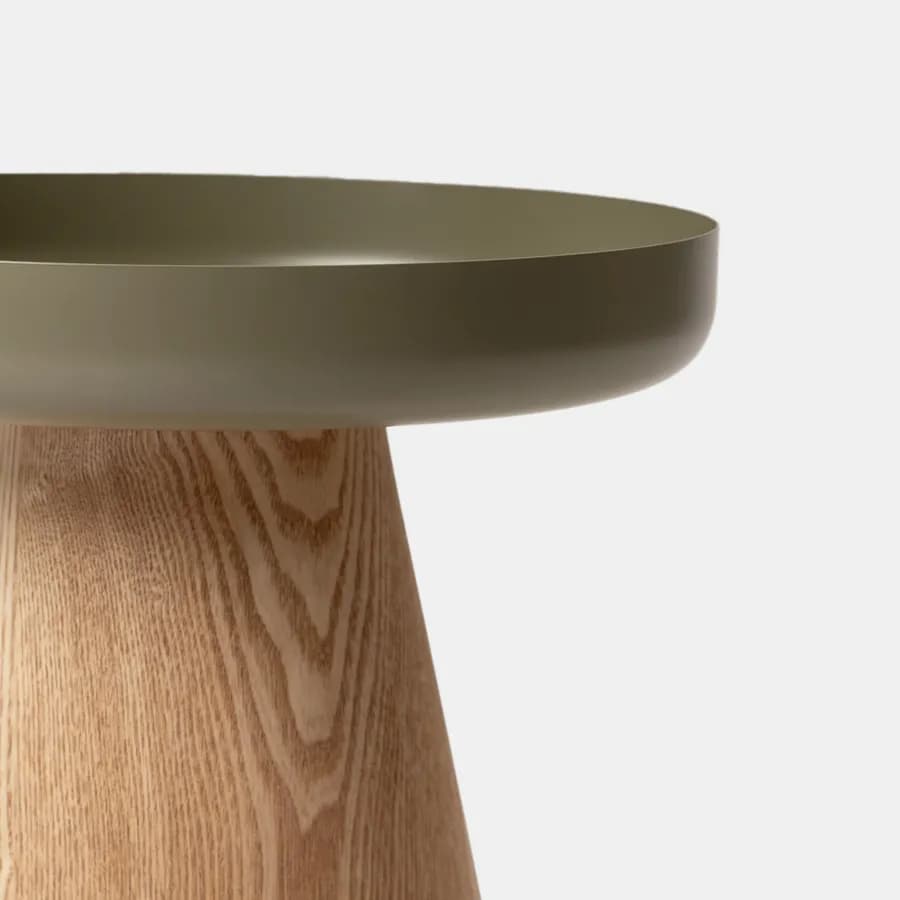 Tavolino 40 cm in legno effetto frassino con top in metallo verde oliva - Bradford