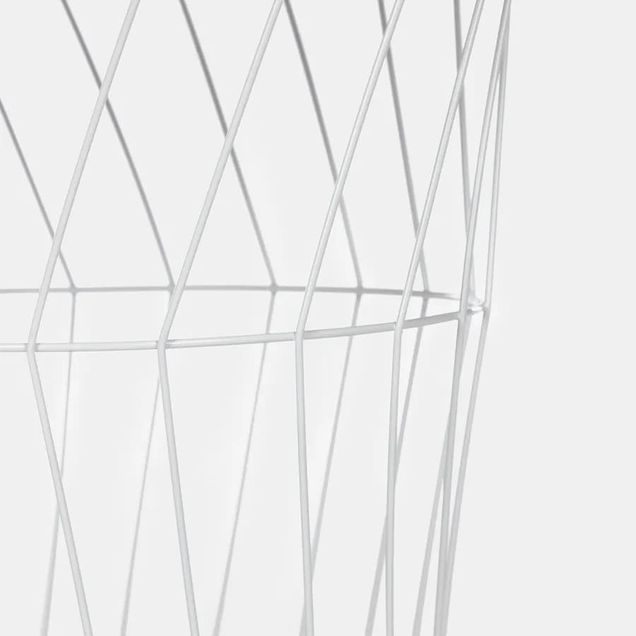 Tavolino 38 cm in acciaio verniciato bianco con piano removibile legno chiaro - Gaudì