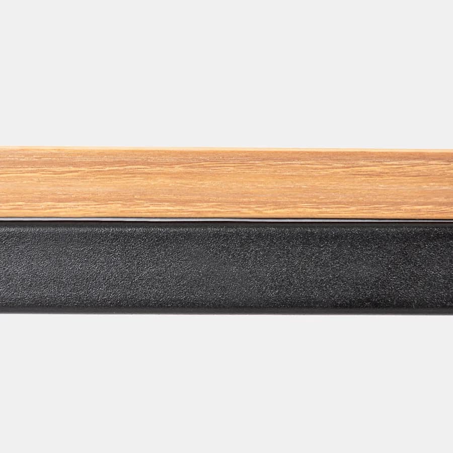 Tavolino 40x40 cm con piano effetto rovere e struttura in metallo nero - Caio