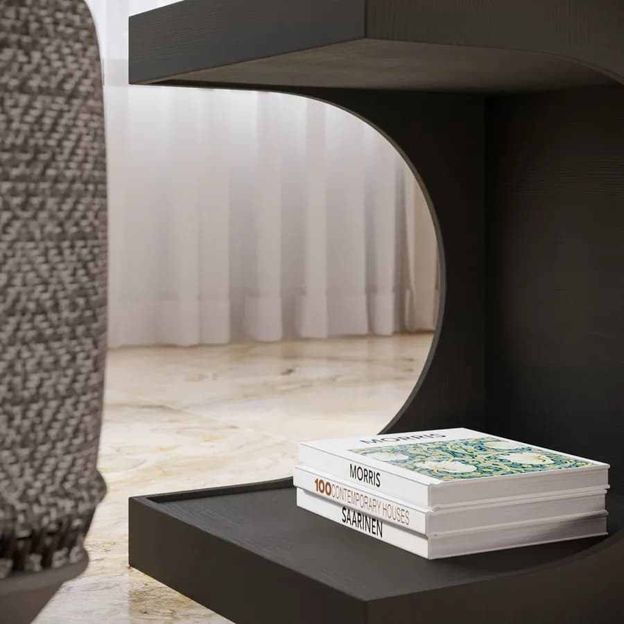 Tavolino 40x48h cm con vano antracite effetto legno - Halston