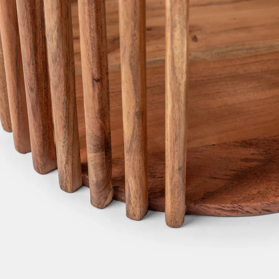 Tavolino 45 cm in legno di acacia cannettato - Karan