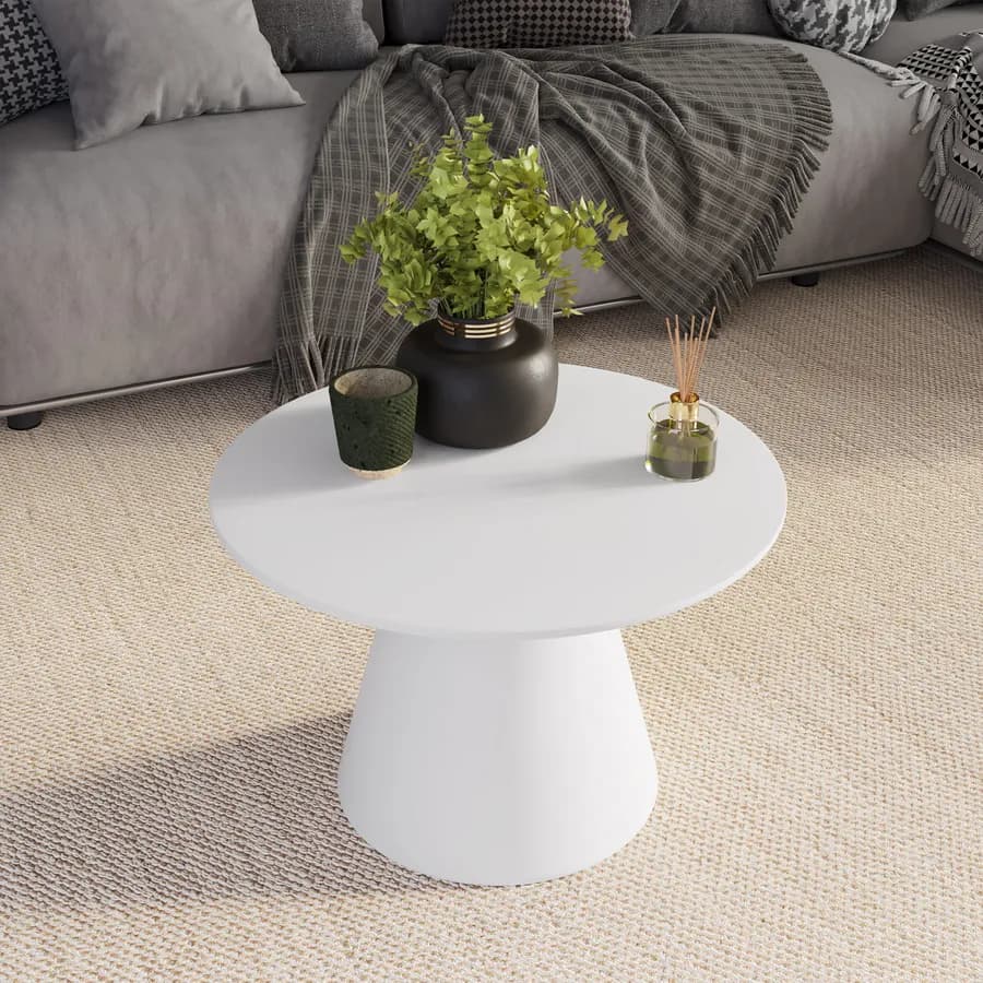 Tavolino rotondo 60 cm in legno bianco - Gourmel
